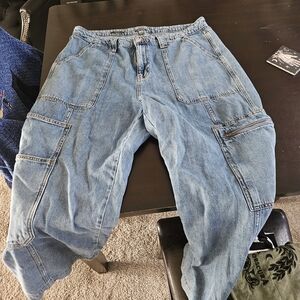 Wild Fable High-Rise Blue Cargo Jeans